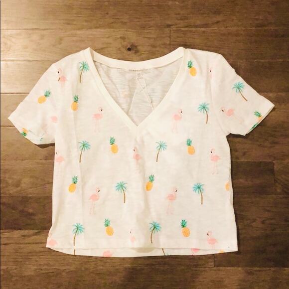 Pineapple Flamingo Top Print Cropped - Picture 5 of 8
